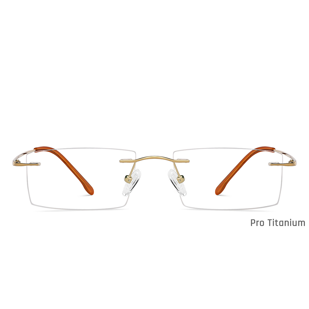 John Jacobs Gold Rimless Rectangle left side