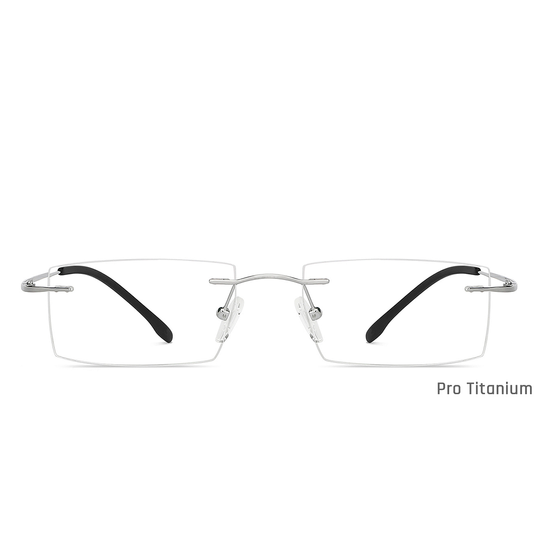 John Jacobs Silver Rimless Rectangle left side