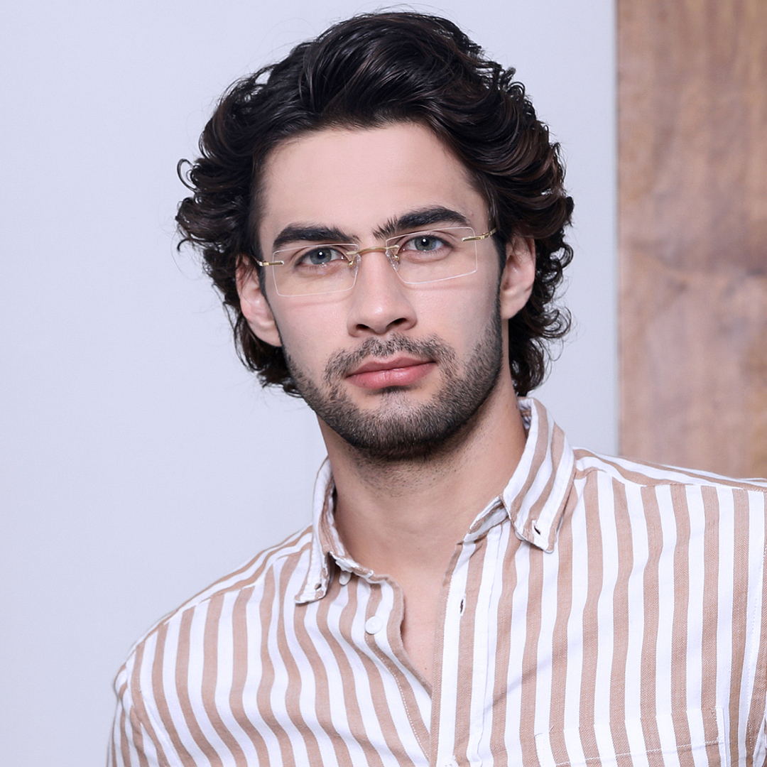 John Jacobs Gold Rimless Rectangle left side