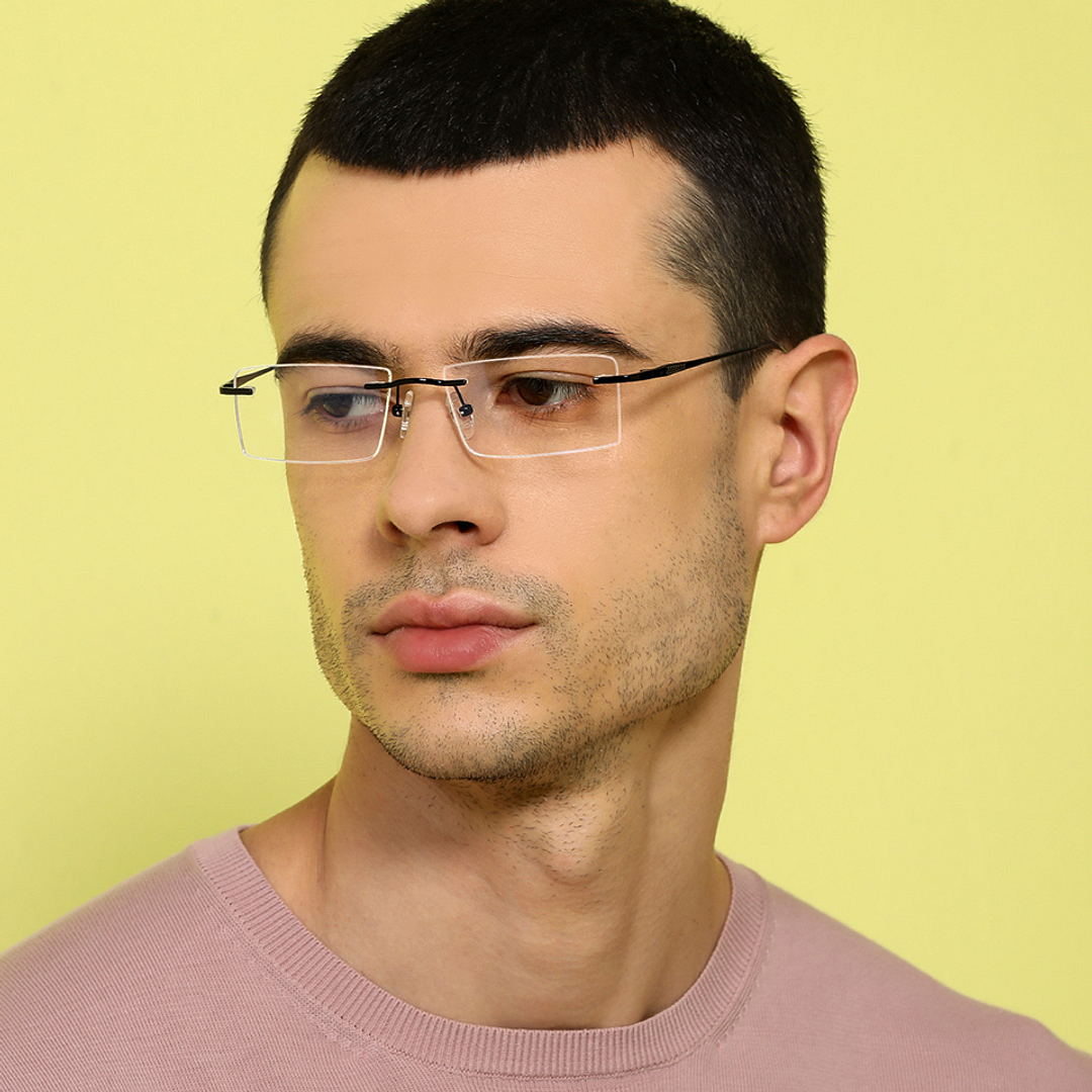 John Jacobs Black Rimless Rectangle right side