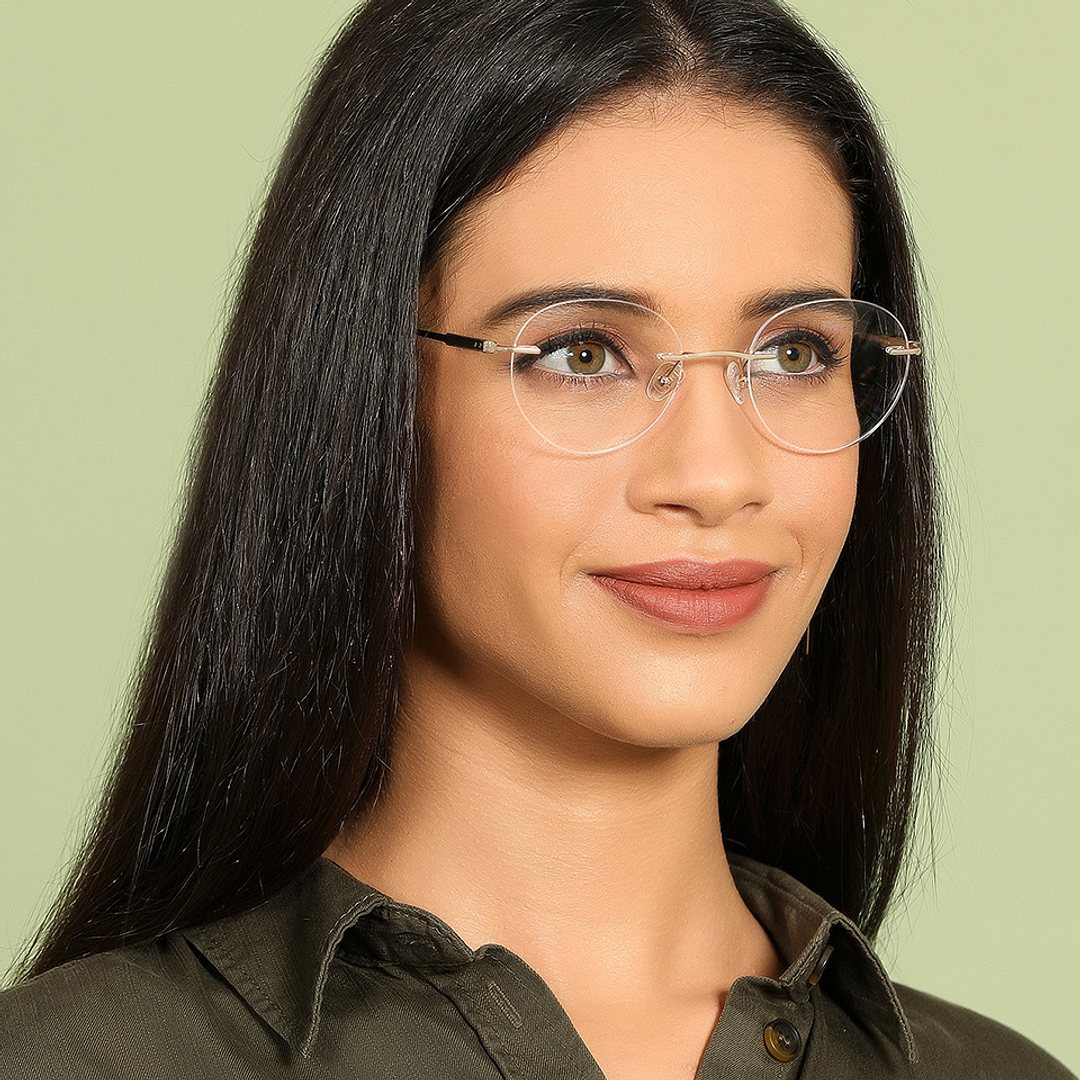 John Jacobs Gold Rimless Round left side