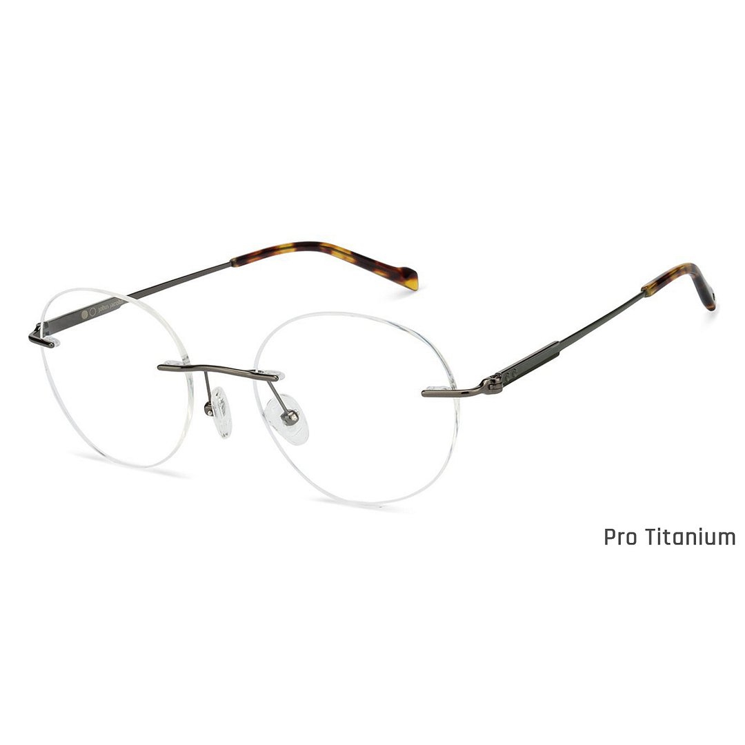 John Jacobs Screen Glasses Mid Gunmetal Rimless Round right side