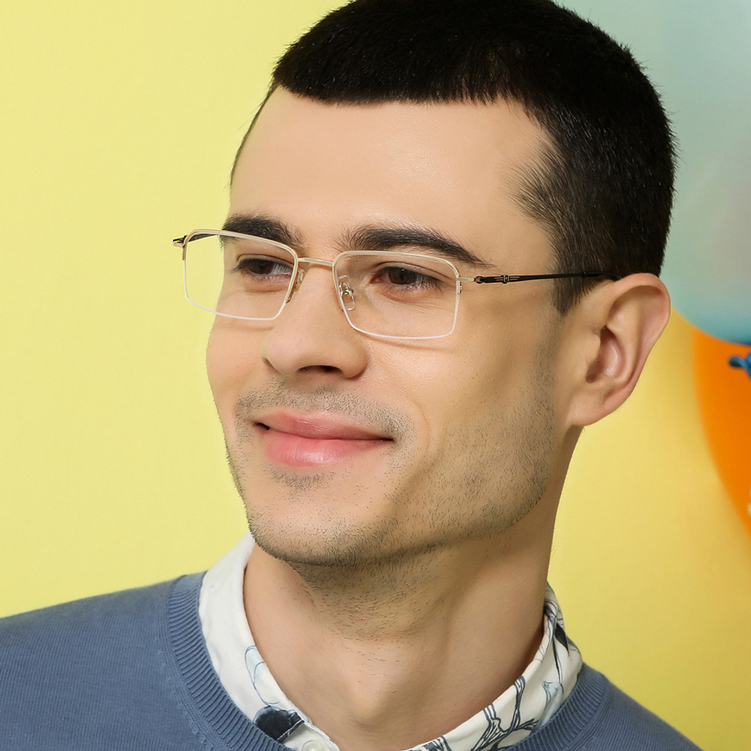 John Jacobs Online Gold Half Rim Rectangle left side