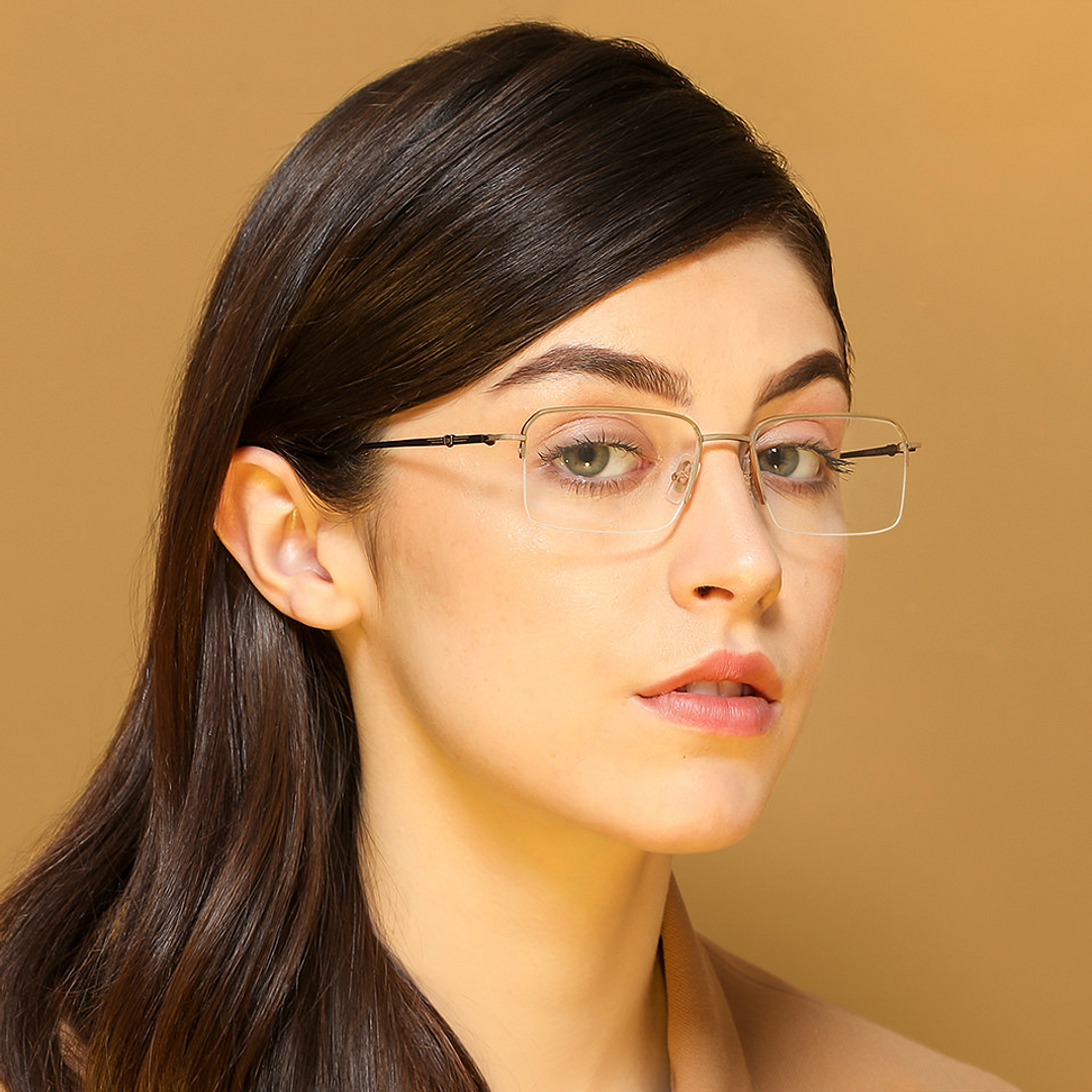 John Jacobs Online Gold Half Rim Rectangle right side