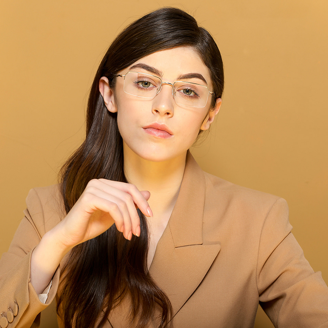 John Jacobs Online Gold Half Rim Rectangle left side