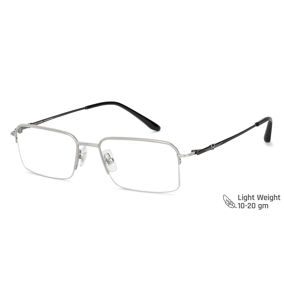 John Jacobs Screen Glasses Silver Half Rim Rectangle right side