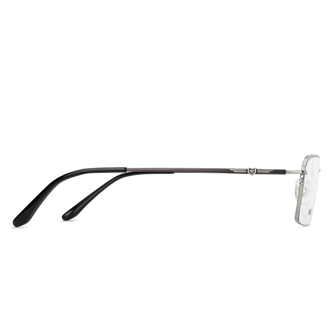 John Jacobs Screen Glasses Silver Half Rim Rectangle left side
