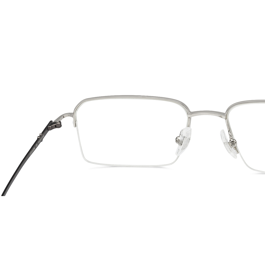 John Jacobs Screen Glasses Silver Half Rim Rectangle right side