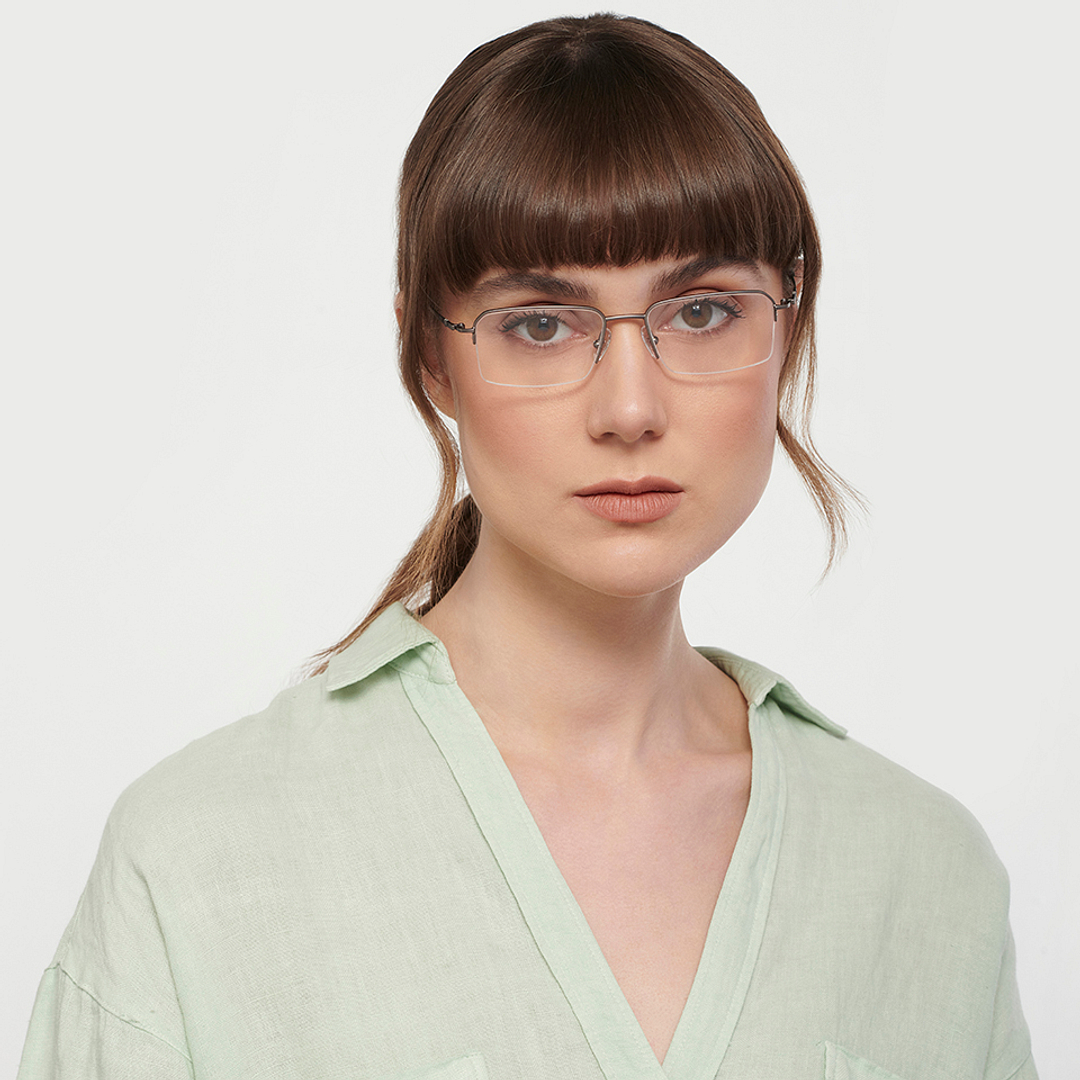 John Jacobs Online Mid Gunmetal Half Rim Rectangle left side