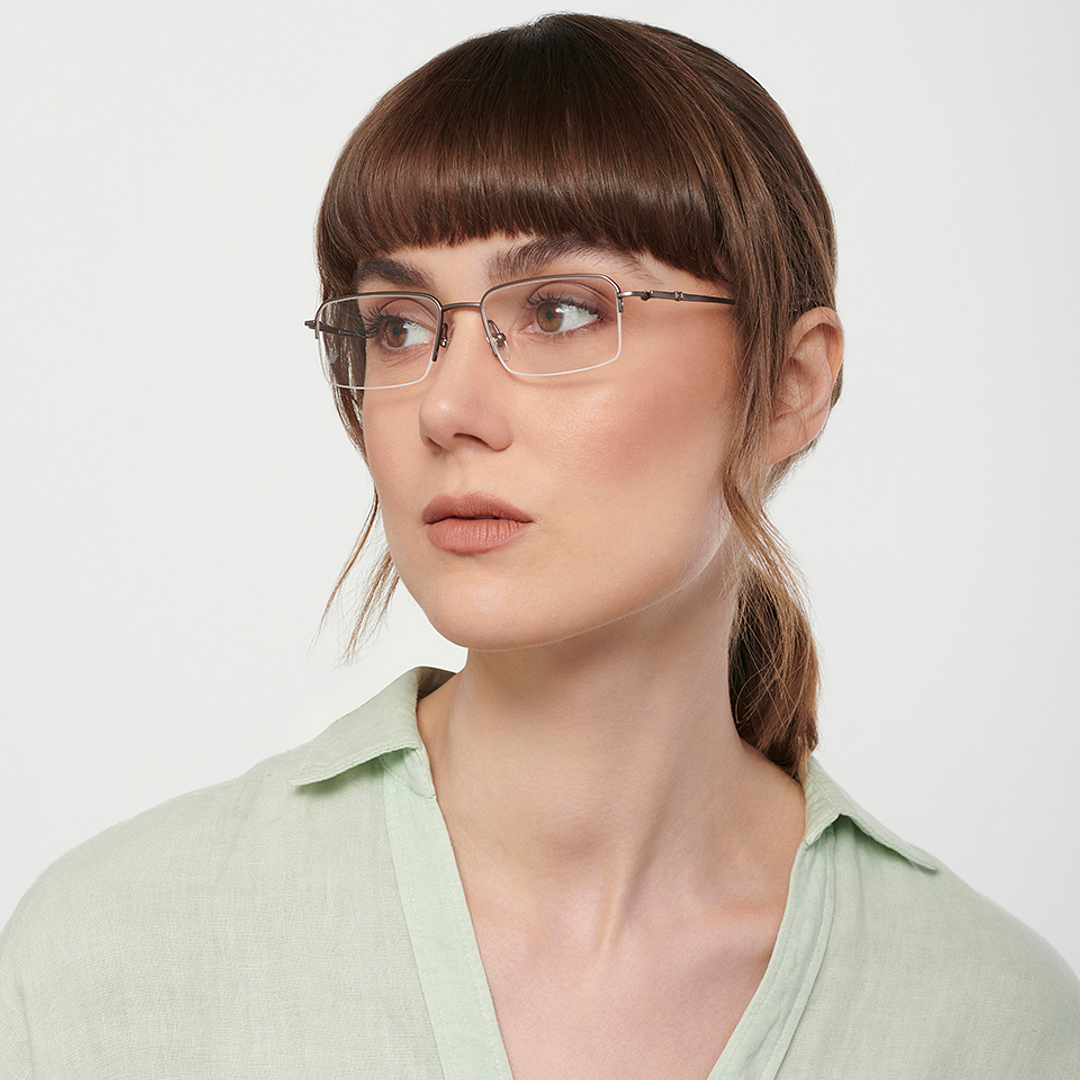 John Jacobs Online Mid Gunmetal Half Rim Rectangle right side