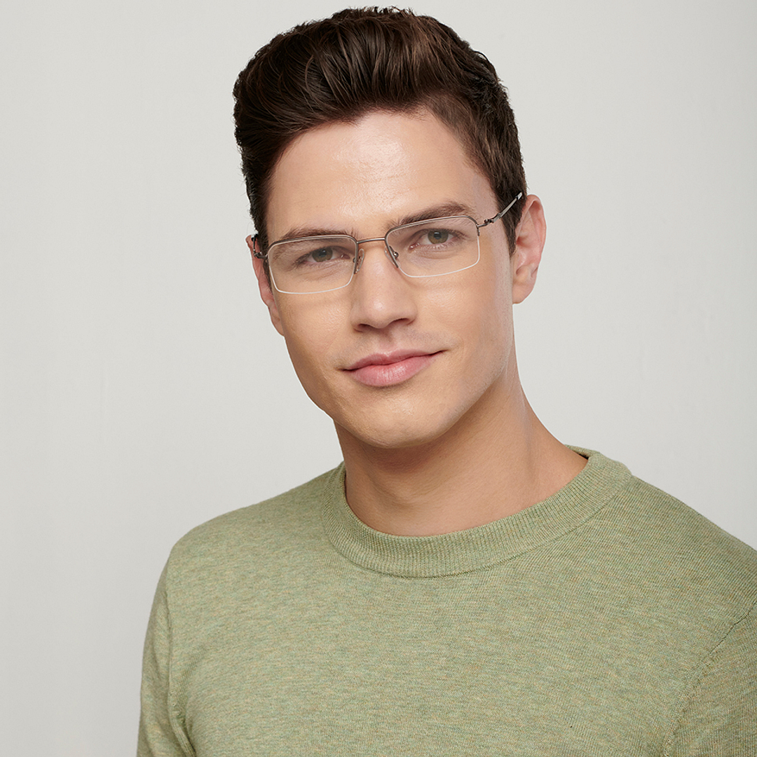 John Jacobs Online Mid Gunmetal Half Rim Rectangle left side