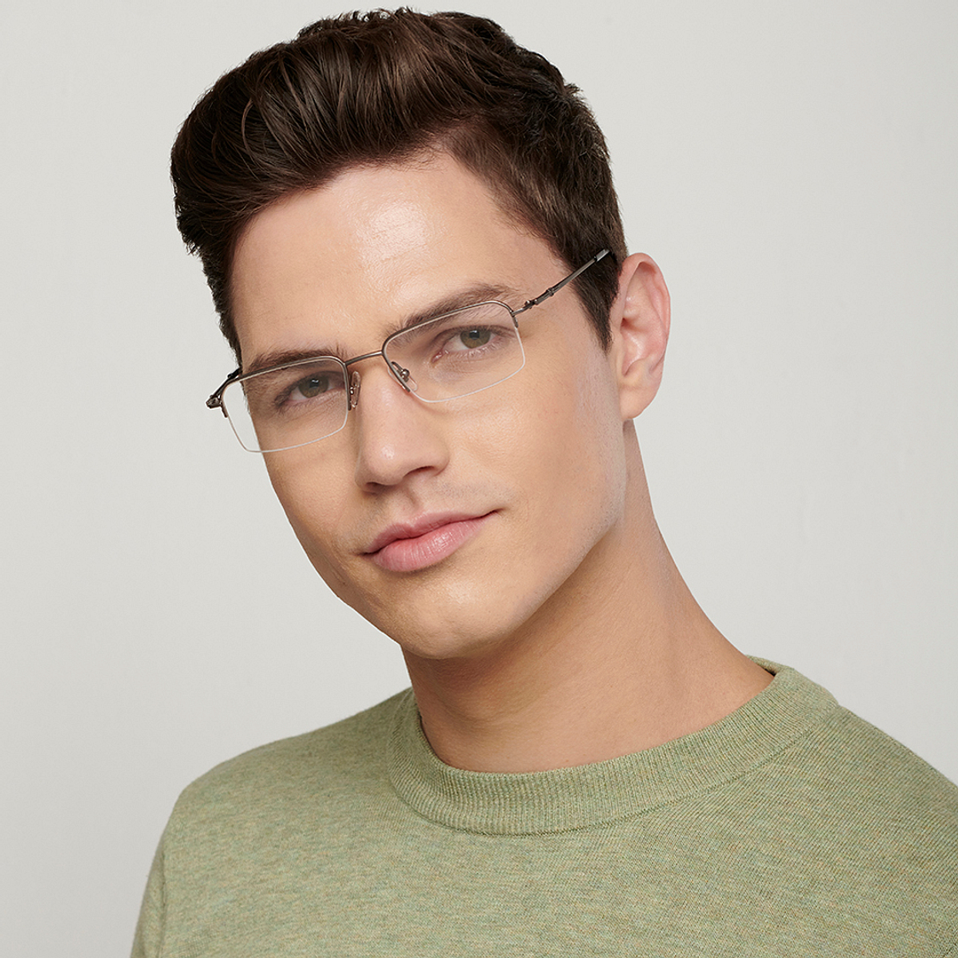 John Jacobs Online Mid Gunmetal Half Rim Rectangle right side