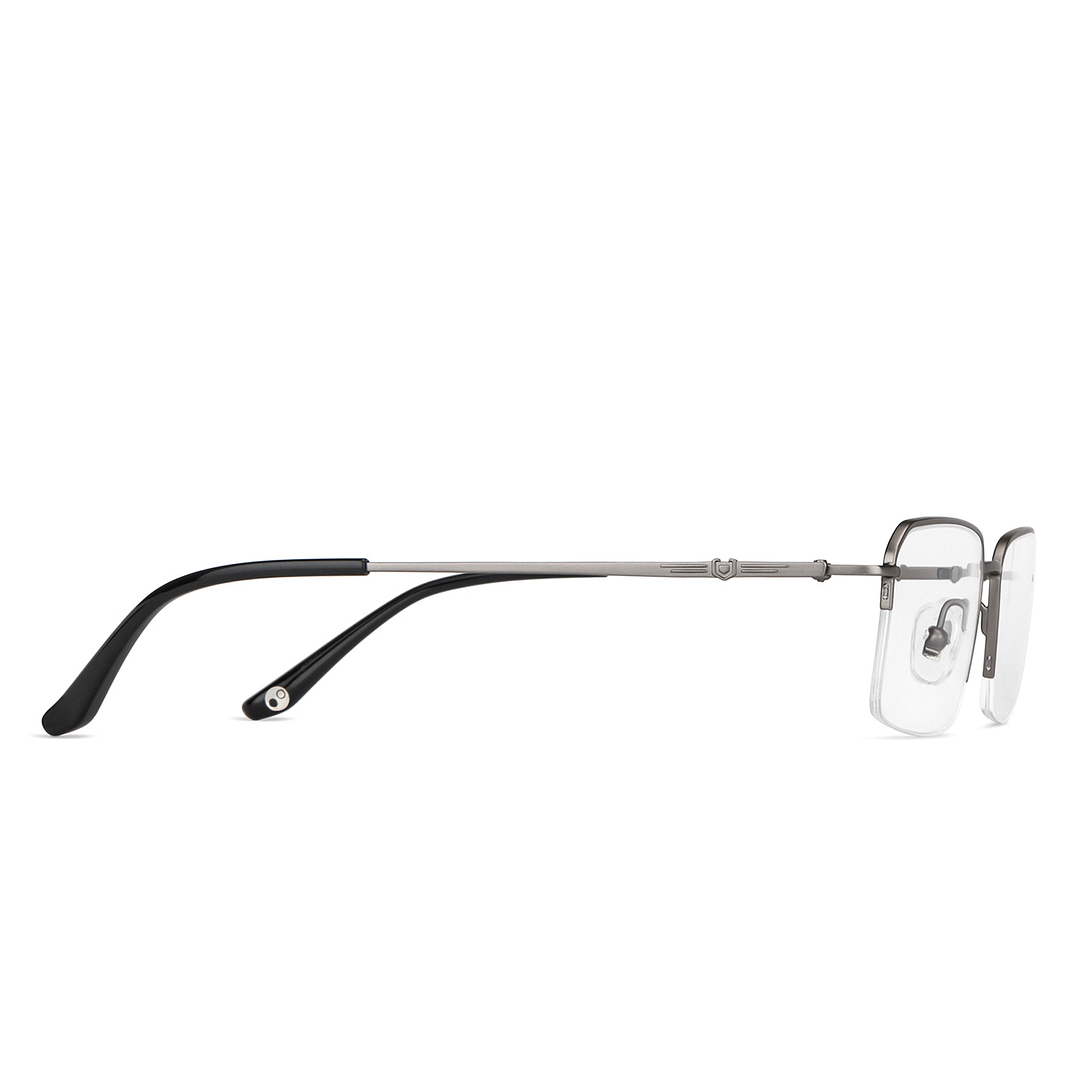 John Jacobs Online Mid Gunmetal Half Rim Rectangle left side