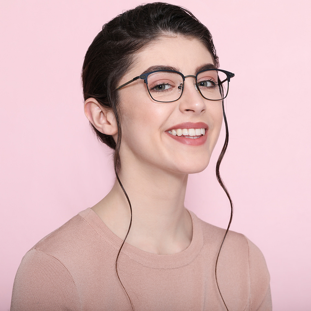 John Jacobs Sky Blue Full Rim Rectangle left side