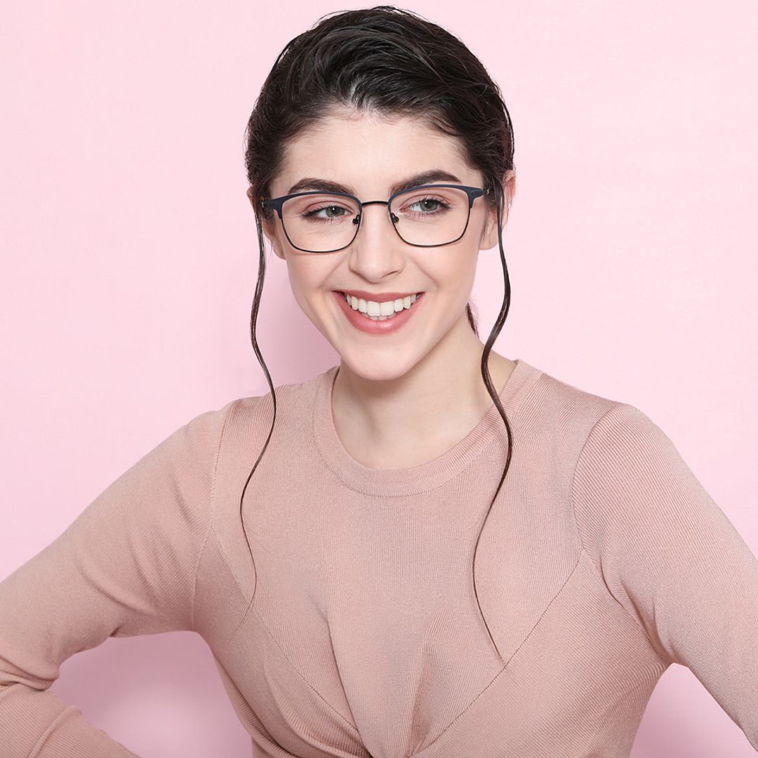 John Jacobs Sky Blue Full Rim Rectangle left side