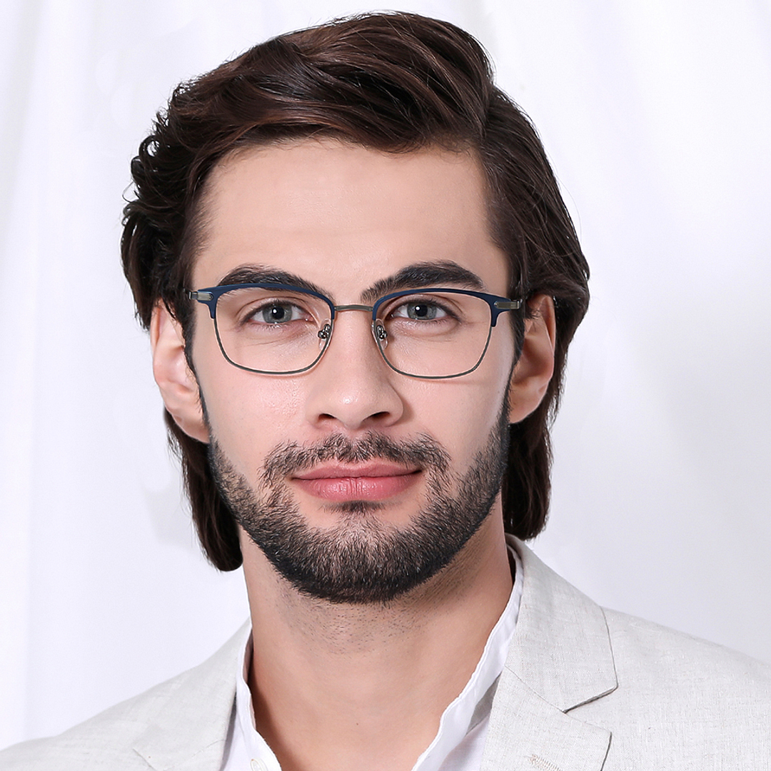 John Jacobs Sky Blue Full Rim Rectangle left side