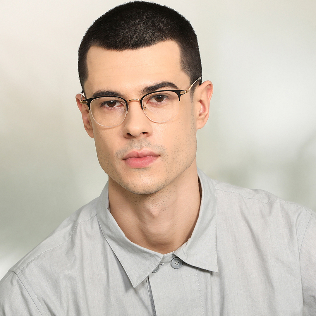 John Jacobs Online Black Half Rim Clubmaster left side