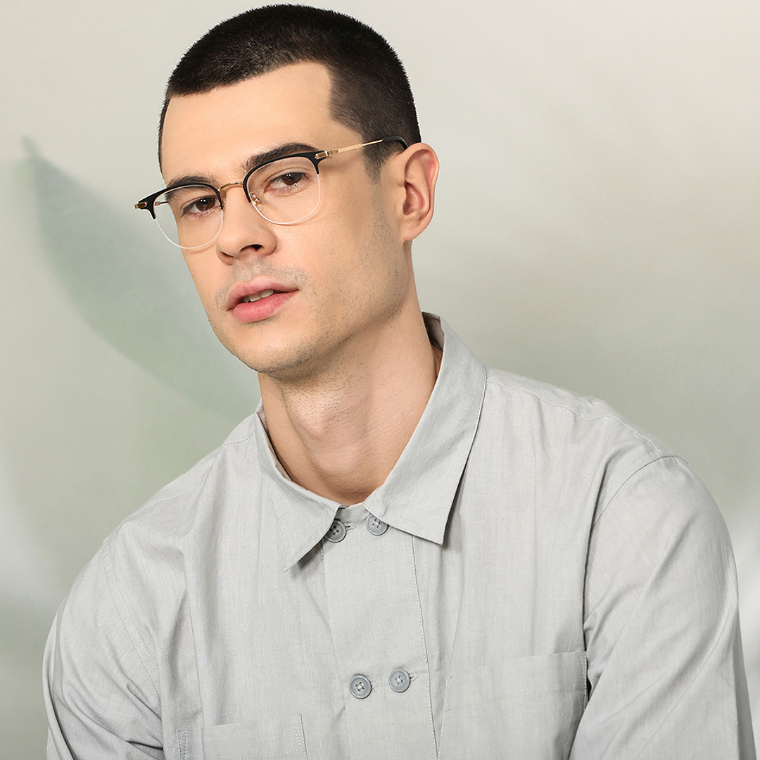 John Jacobs Online Black Half Rim Clubmaster right side