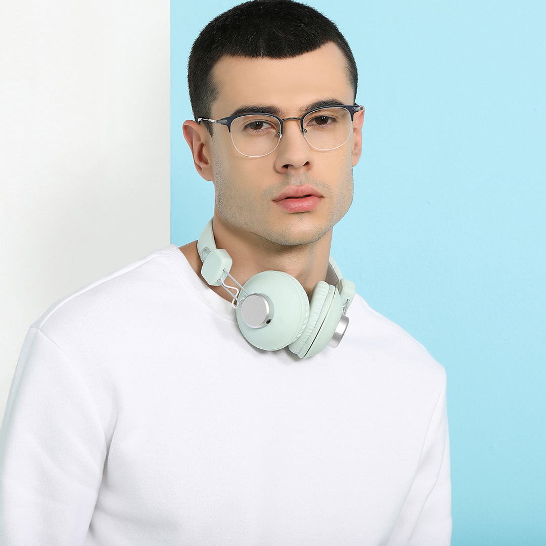 John Jacobs Online Sky Blue Half Rim Clubmaster left side