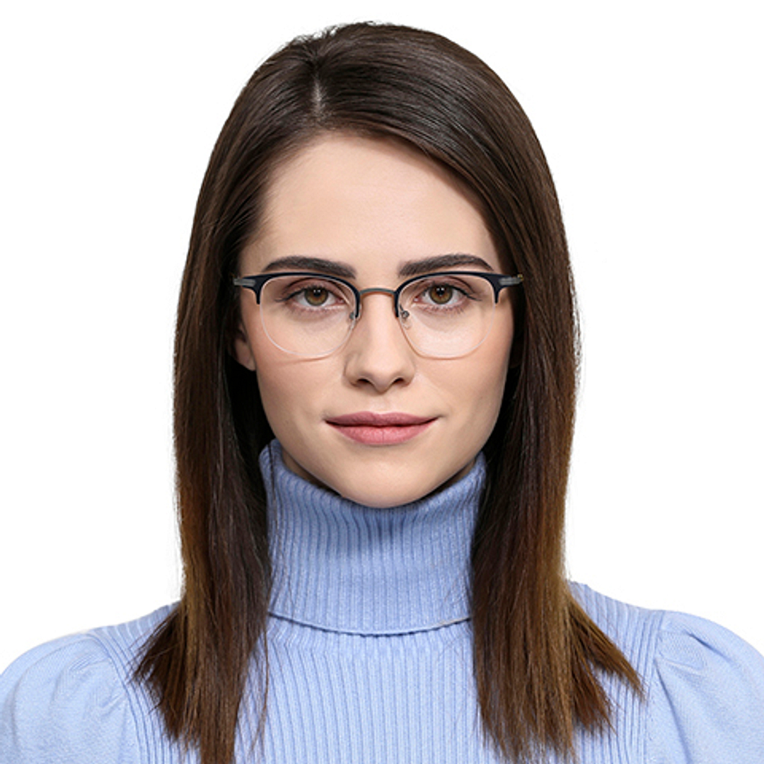 John Jacobs Online Sky Blue Half Rim Clubmaster left side