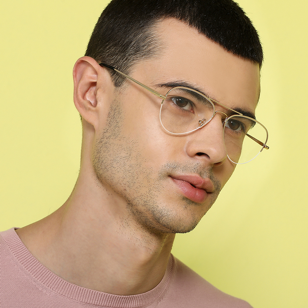 John Jacobs Online Gold Half Rim Aviator left side