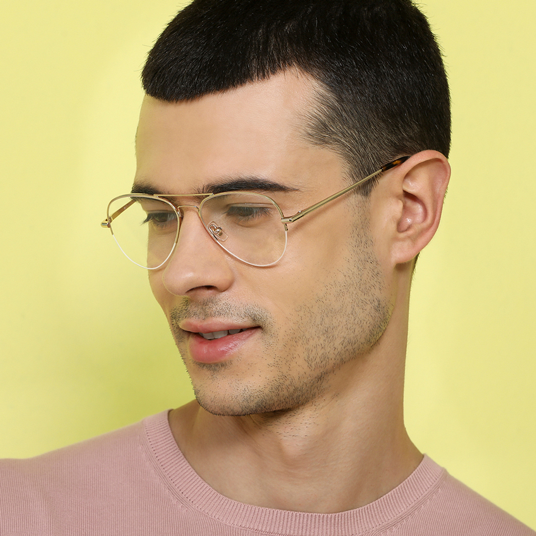 John Jacobs Online Gold Half Rim Aviator left side