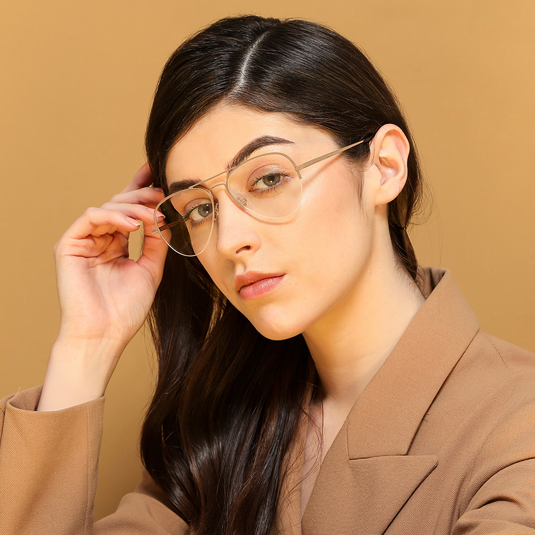 John Jacobs Online Gold Half Rim Aviator left side