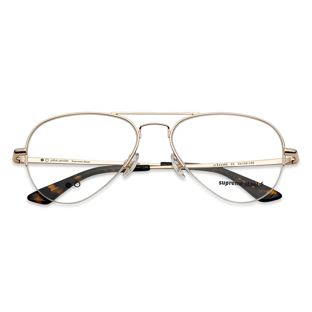 John Jacobs Online Gold Half Rim Aviator left side