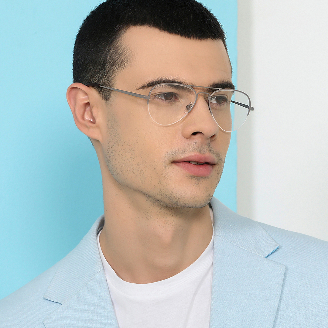 John Jacobs Online Gold Half Rim Aviator right side