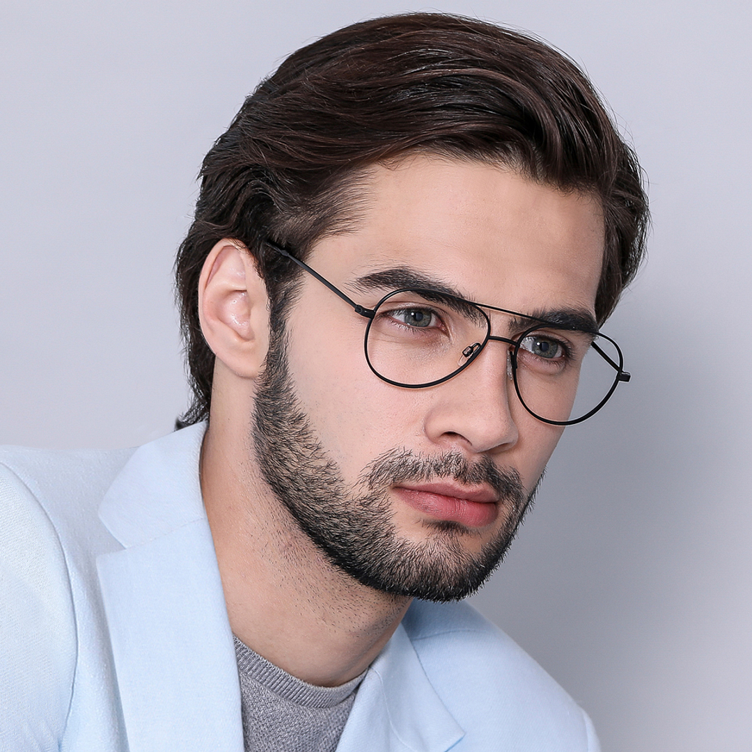 John Jacobs Online Black Full Rim Aviator right side