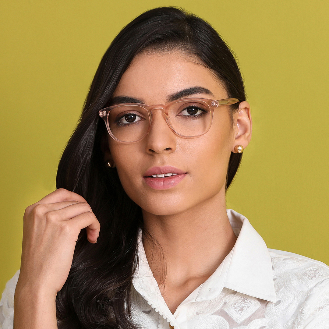 John Jacobs Online Pink Transparent Full Rim Round left side