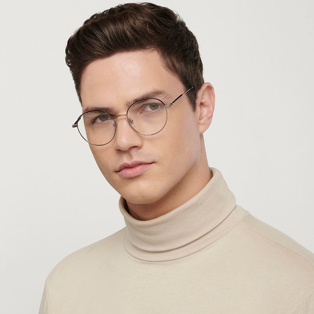 John Jacobs Dark Gunmetal Full Rim Round left side