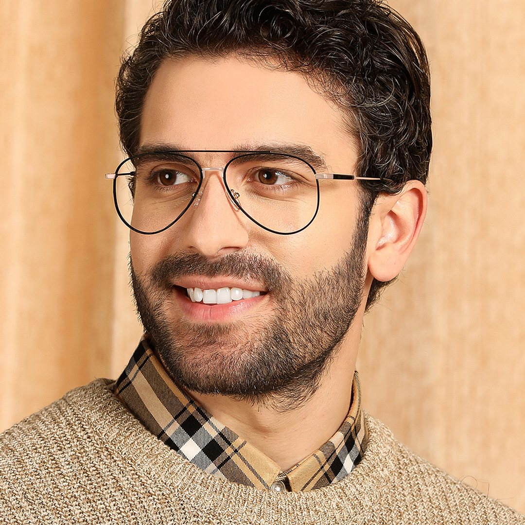 John Jacobs Black Full Rim Aviator left side