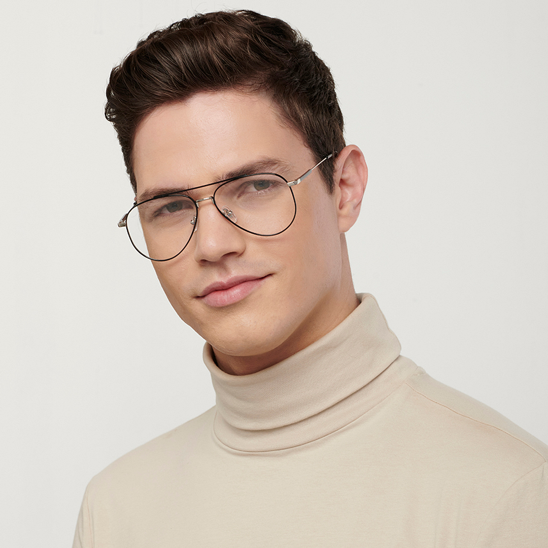 John Jacobs Online Dark Gunmetal Full Rim Aviator left side