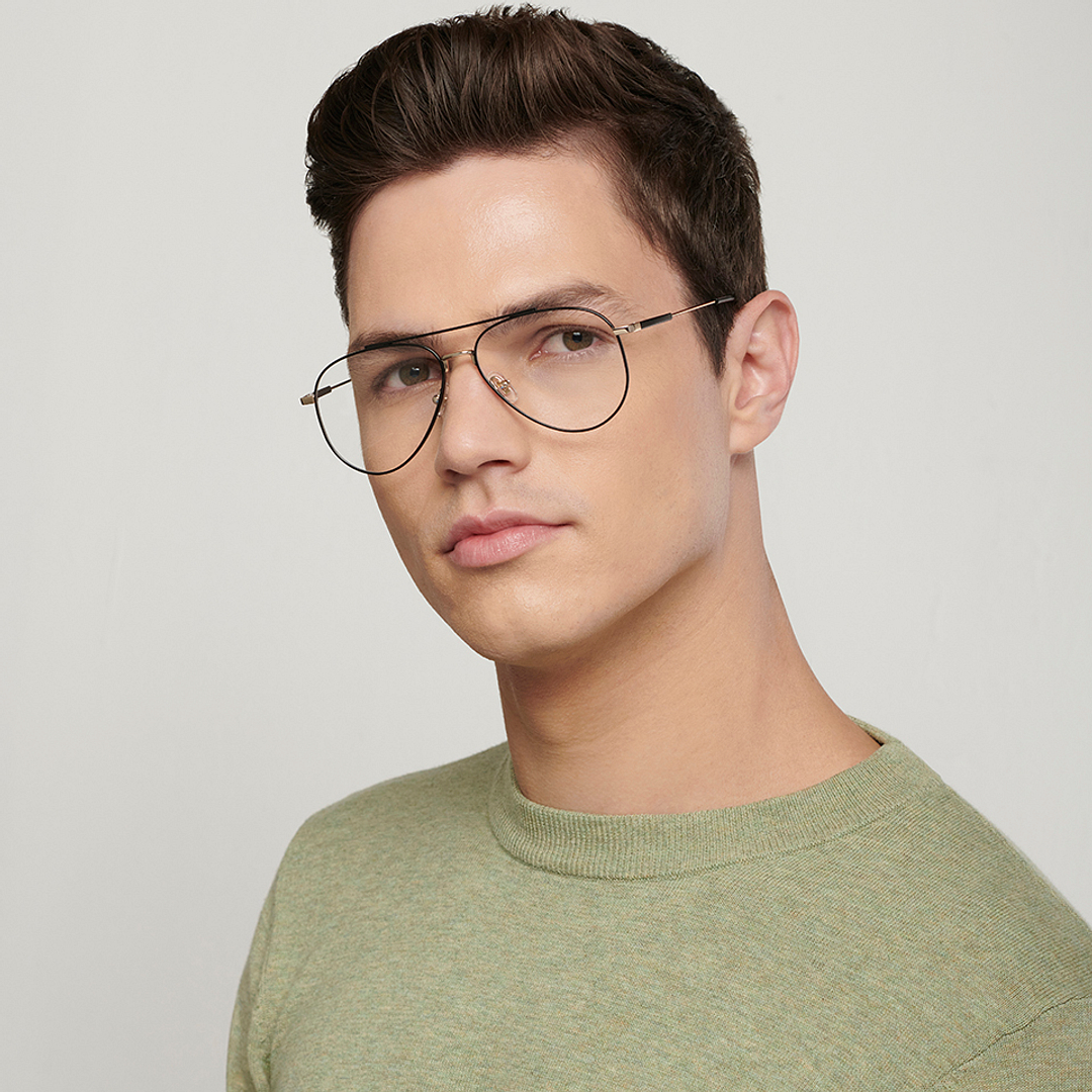 John Jacobs Online Black Full Rim Aviator left side