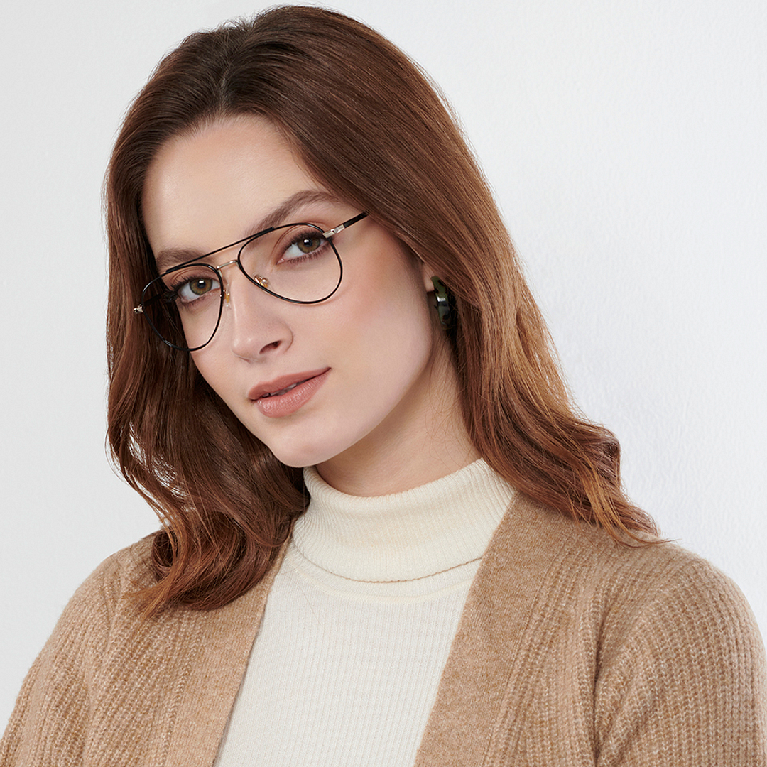 John Jacobs Online Black Full Rim Aviator right side