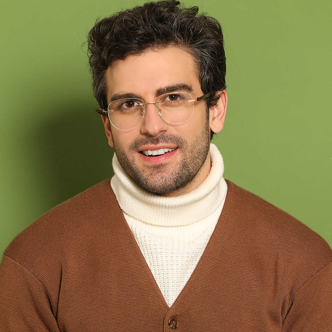 John Jacobs Online Gold Rimless Aviator right side