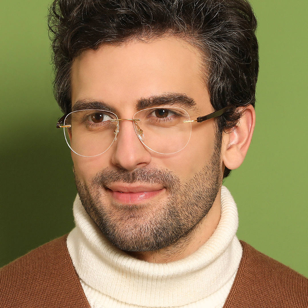 John Jacobs Online Gold Rimless Aviator left side