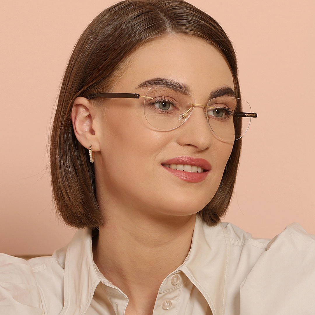 John Jacobs Online Gold Rimless Aviator left side