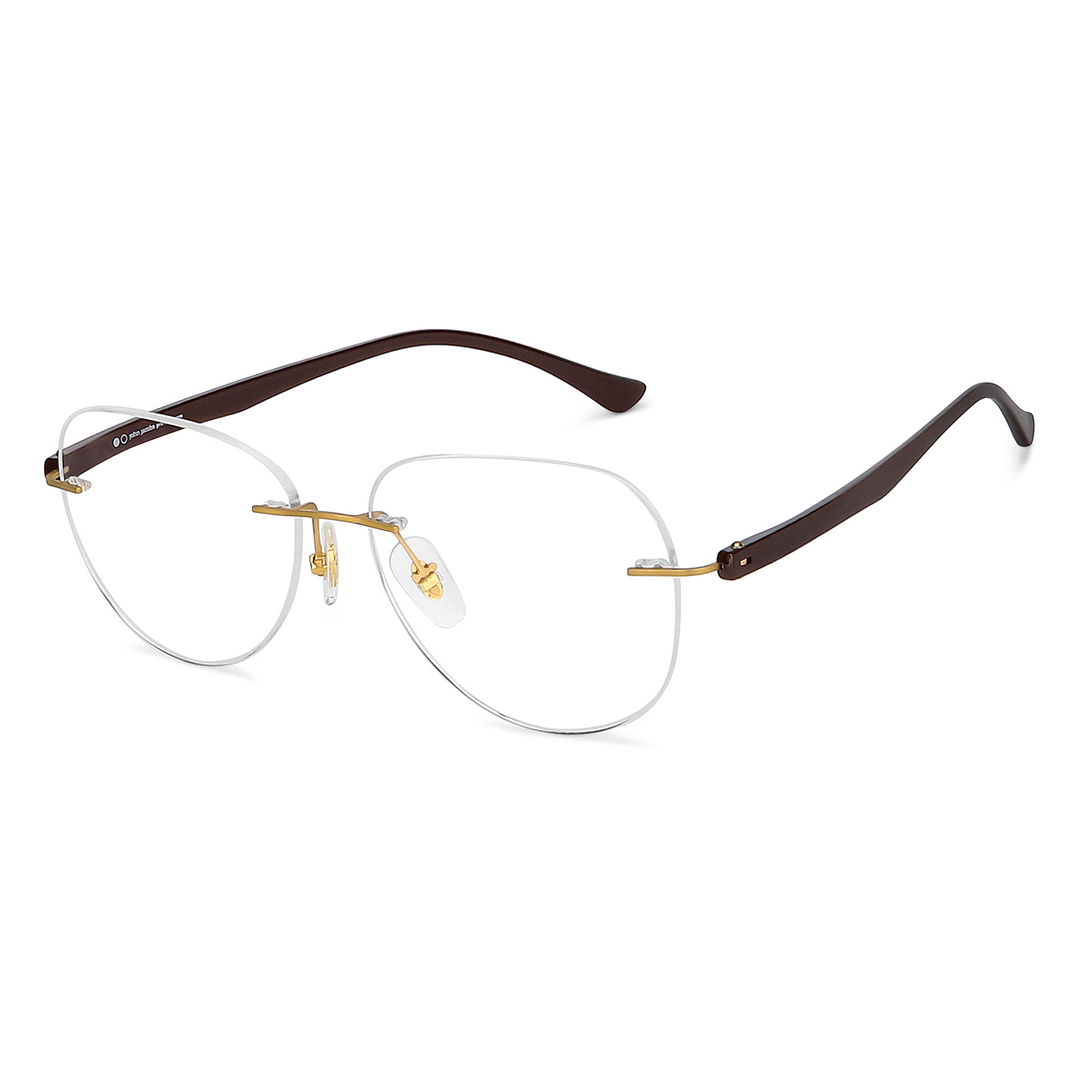 John Jacobs Online Gold Rimless Aviator right side