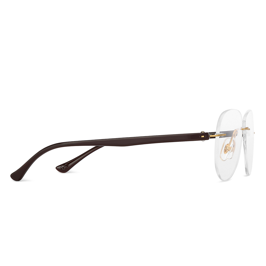 John Jacobs Online Gold Rimless Aviator left side