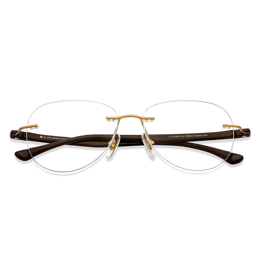 John Jacobs Online Gold Rimless Aviator left side