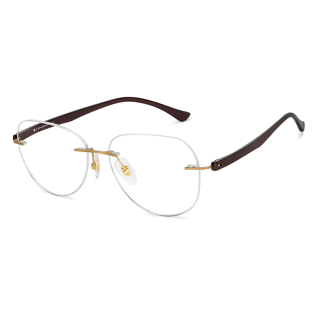 John Jacobs Online Gold Rimless Aviator left side