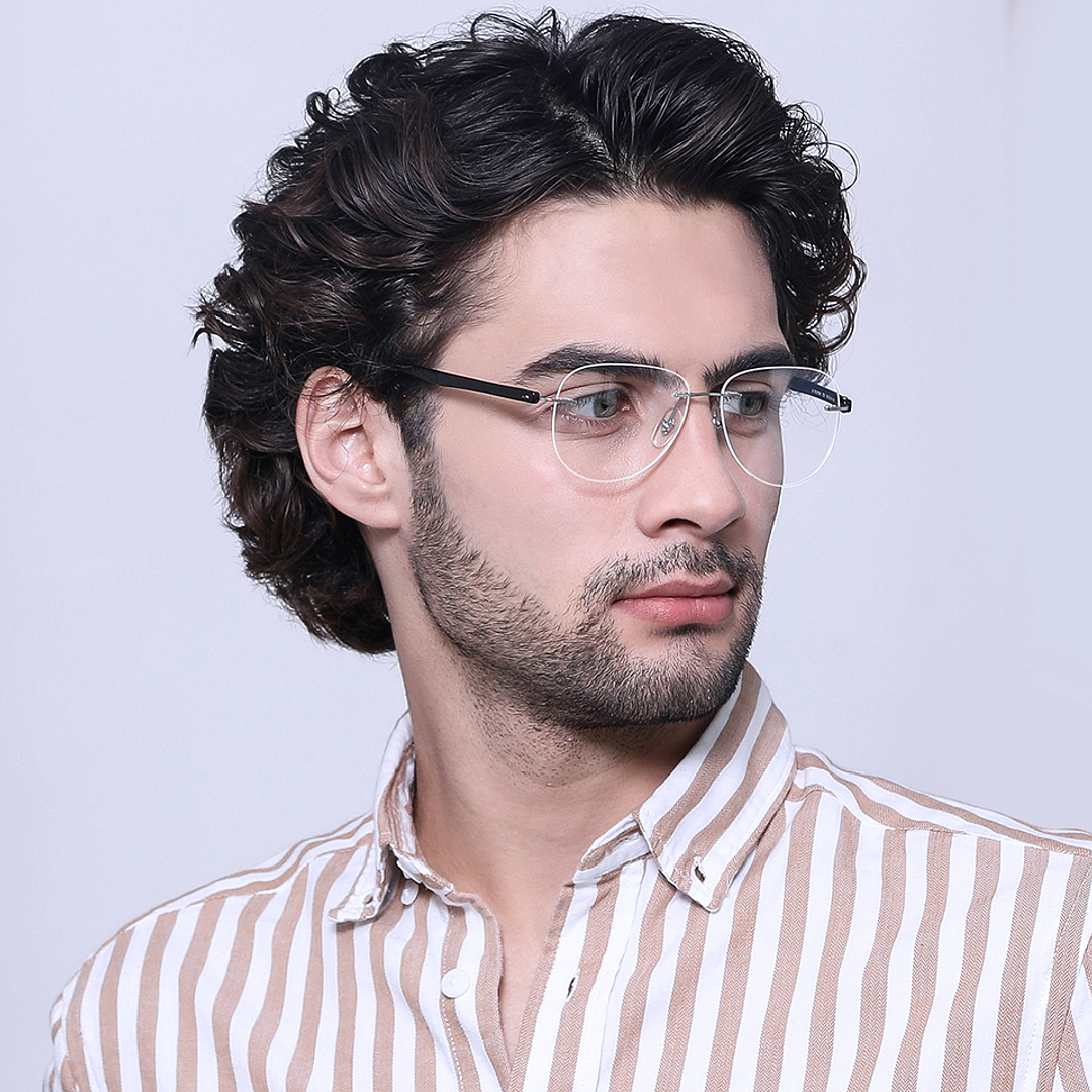 John Jacobs Online Silver Rimless Aviator right side