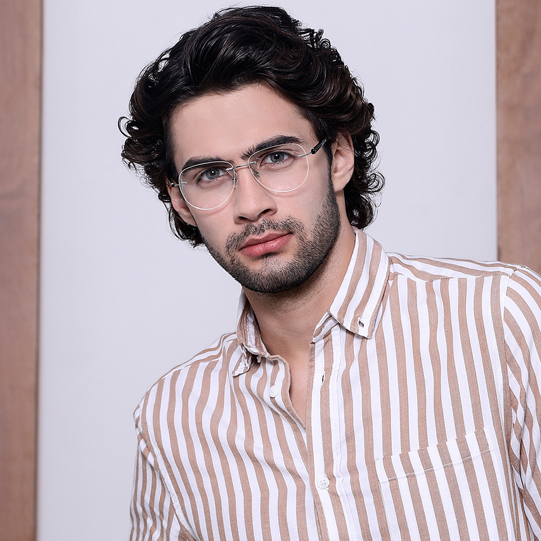 John Jacobs Online Silver Rimless Aviator left side