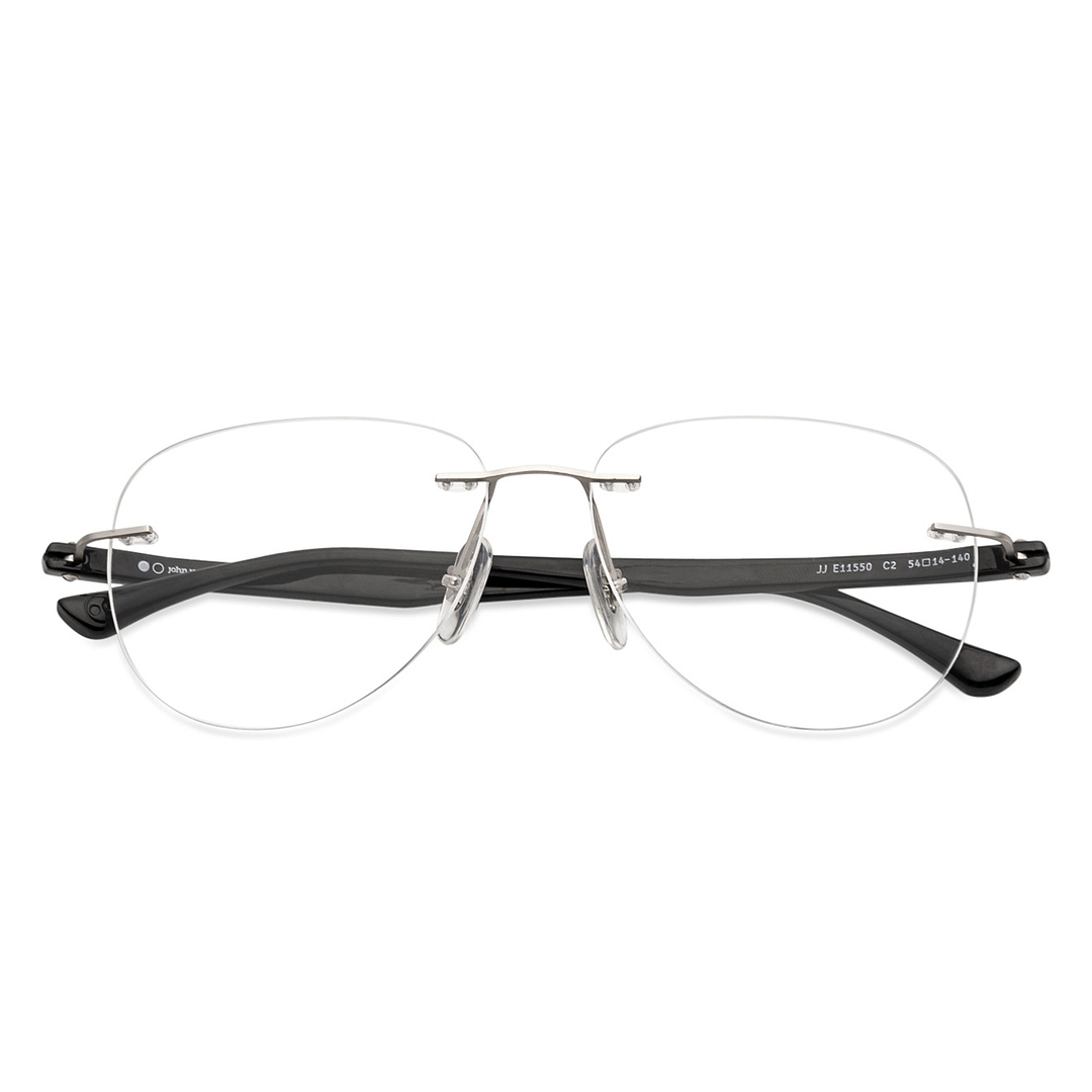 John Jacobs Online Silver Rimless Aviator left side