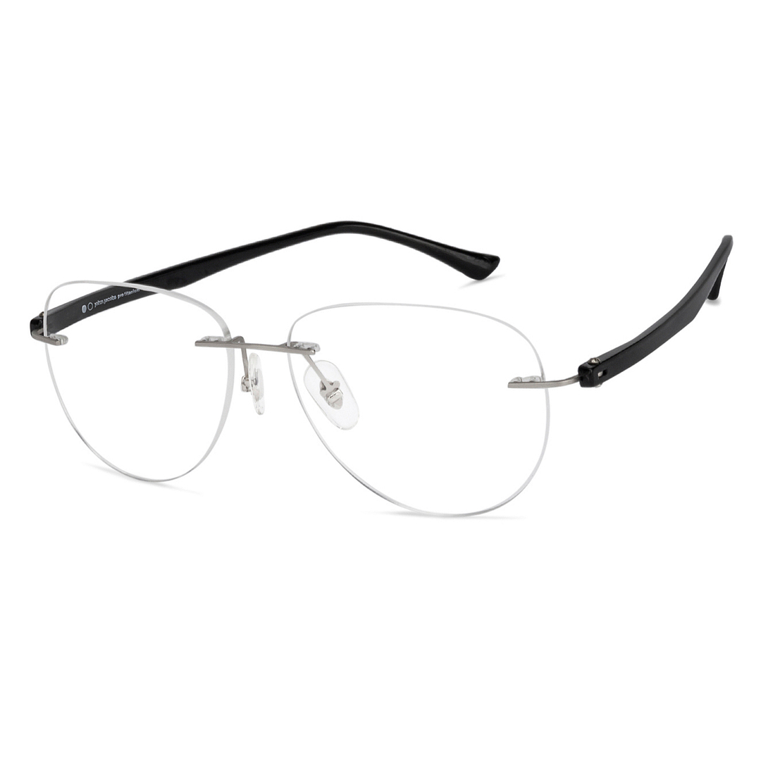 John Jacobs Online Silver Rimless Aviator left side