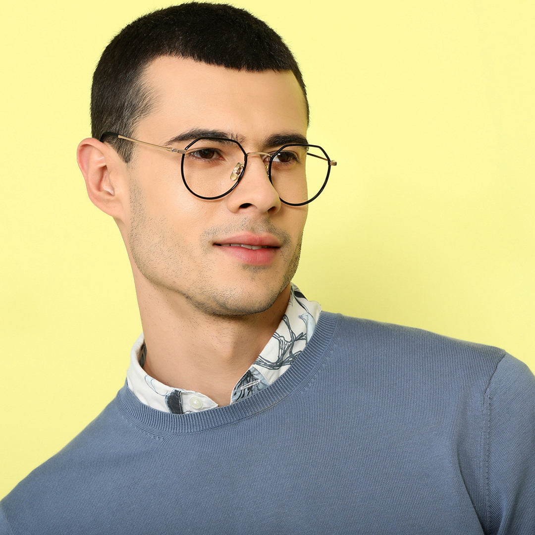 John Jacobs Black Full Rim Geometric right side