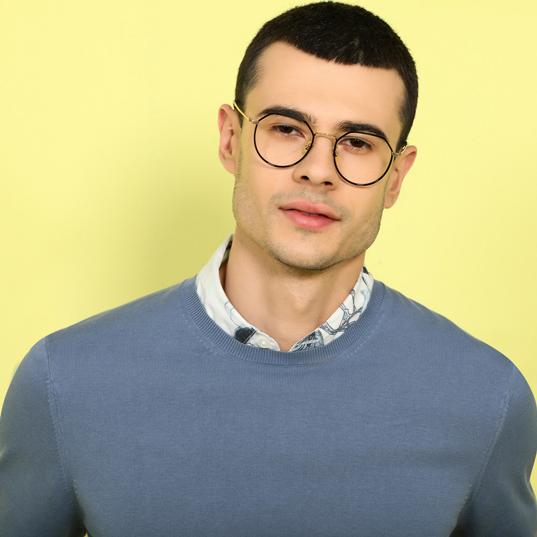 John Jacobs Black Full Rim Geometric left side