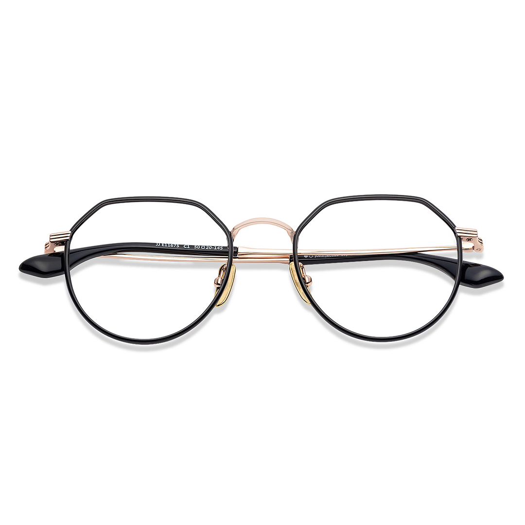 John Jacobs Black Full Rim Geometric left side